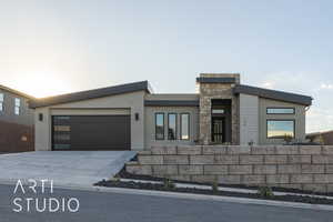 Contemporary home with a garage