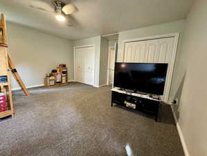 Huge bedroom with 2 closets and 2 windows.