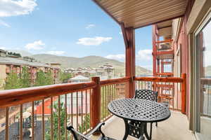 Balcony with a mountain view