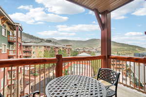 Deck featuring a mountain view