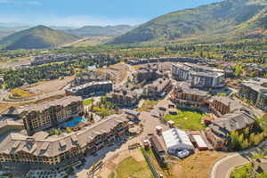 Drone / aerial view featuring a mountain view