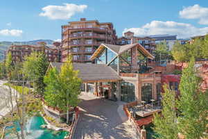 View of building exterior with a mountain view