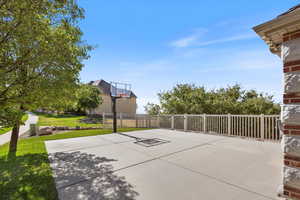 Exterior space with basketball court