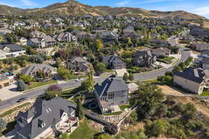 Drone / aerial view with a mountain view