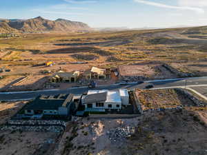 Aerial view featuring a mountain view