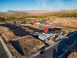 Drone / aerial view featuring a mountain view