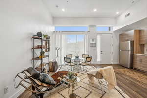 Living room featuring light wood-type flooring