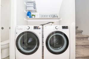 Laundry area with washing machine and dryer