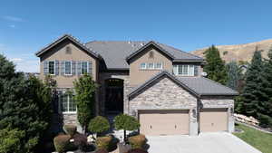 View of front of home with a garage