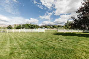 View of yard featuring a rural view and a mountain view