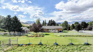 View of yard featuring a mountain view and a rural view