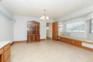 Interior space featuring a notable chandelier