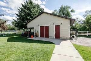 Garage with a yard