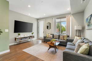 Living room featuring light wood-type flooring