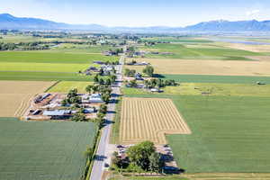 Aerial view with a mountain view and a rural view