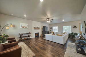 Large living room featuring a fireplace