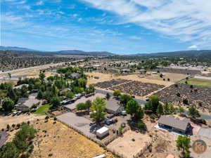 Drone / aerial view with a mountain view