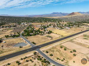 Aerial view featuring a mountain view