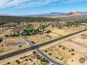 Drone / aerial view featuring a mountain view