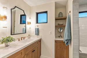 Primary bathroom with dual vanities