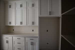 Kitchen with white cabinets