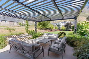 View of patio / terrace with a pergola and outdoor lounge area