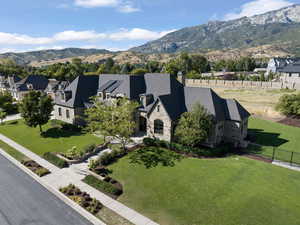 Birds eye view of property with a mountain view