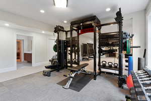 Workout area with carpet