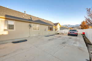 View of home's exterior with a mountain view