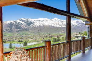 View of mountain feature featuring a water view