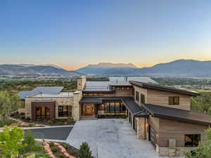 View of front of home with a mountain view