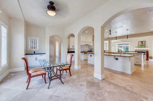 Dining space which opens to kitchen