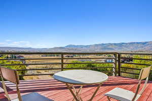 Wooden terrace with a mountain view