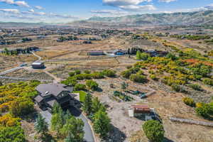 Aerial view with a mountain view and a rural view