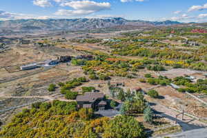 Aerial view featuring a mountain view