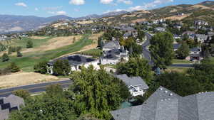 Drone / aerial view with a mountain view