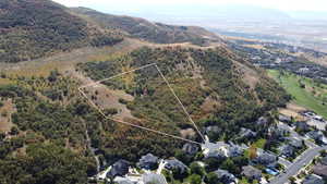 Birds eye view of property with a mountain view