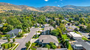 Aerial view with a mountain view