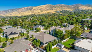 Drone / aerial view with a mountain view