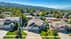 Aerial view featuring a mountain view