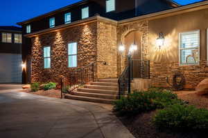 View of front of home featuring a garage