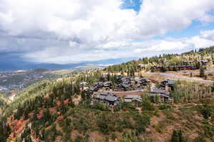 Birds eye view of property with a mountain view