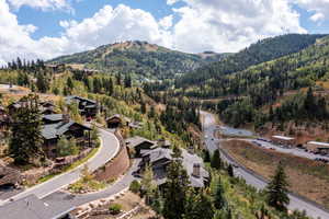 Birds eye view of property featuring a mountain view