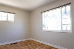 Unfurnished room featuring wood-type flooring and a wealth of natural light