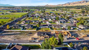 Aerial view featuring a mountain view