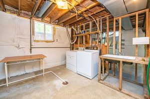 Laundry area in basement