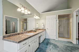 Primary Suite Bathroom featuring large vanity, spacious Shower