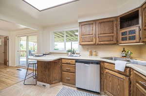 Kitchen with view to covered deck