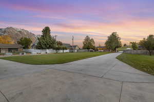 View from back driveway to front of house