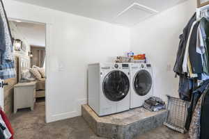 Laundry in owners walk-in closet